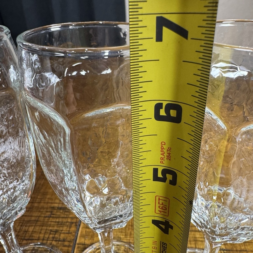 Vintage Libbey 6.75" Chivalry Clear Textured Glass Champagne Flutes Set of 3 - Picture 4 of 5